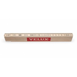 VELUX Folding Ruler 2 m Wood Natural - Folding Ruler Made of Beech Wood with Hardened Steel Springs - EC Construction Type Approval Accuracy Class III - Metre Stick for Roofers, Carpenters, Carpenters