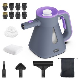 awasky Steam Cleaner Handheld: 1200W Fast 10-Sec Heat-Up-750mL (25oz) Tank-No Cooling-Refill Anytime-Lockable Steam Trigger-14-Piece Kit Hand Held Steamer for Home Car Grout Tile Cleaning Grey