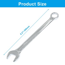 Hordion 17mm Metric Combination Wrench Spanner with 12-Point Box End and Angled Open End Mirror-Chrome Plated High Carbon Steel