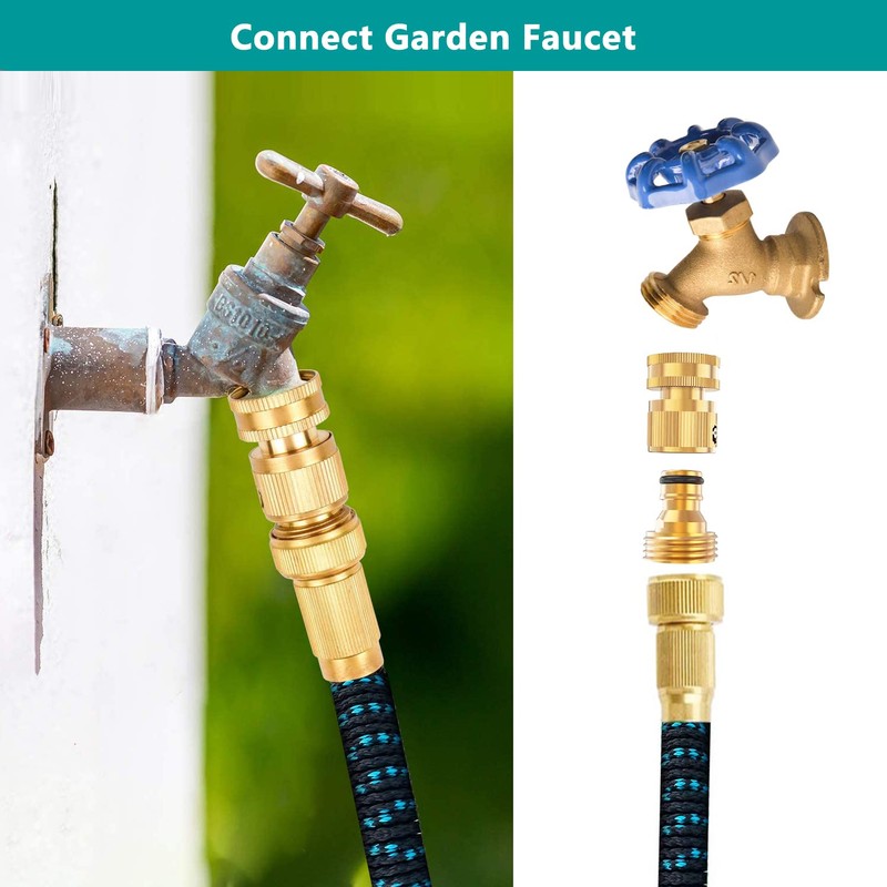 FINEST+ Garden Hose Quick Connector, Solid Brass 3/4 Inch Thread