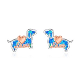 Dachshund Earrings for Women 925 Sterling Silver Opal Dachshund Puppy Dog Earrings Animal Dog Lovers Jewelry Gifts, Sterling Silver, Sterling Silver, Opal