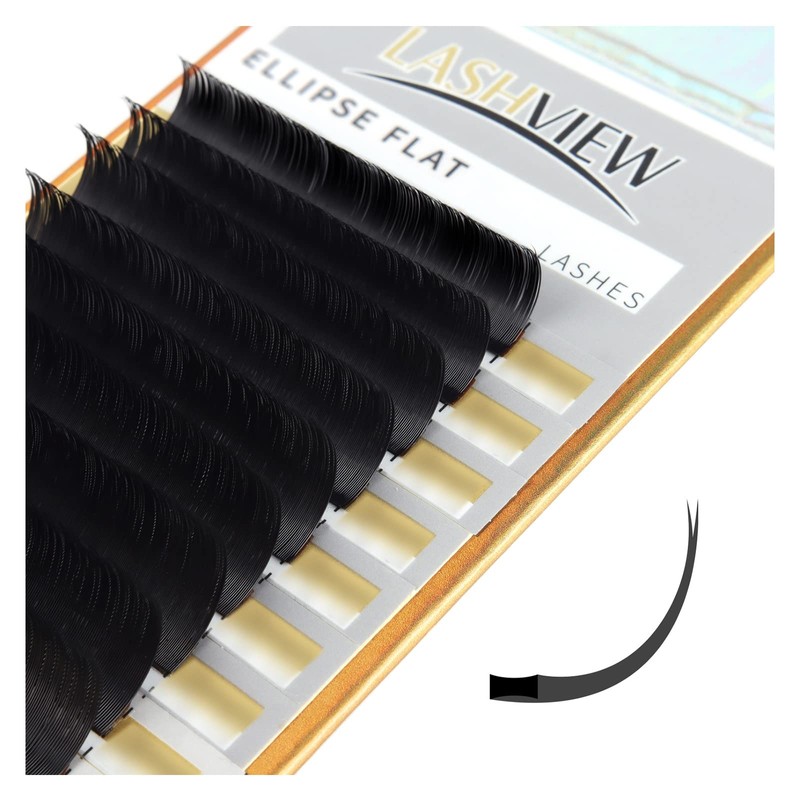 LASHVIEW Flat Eyelash Extension 0.15mm D Curl 11mm Ellipse Eyelash