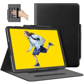 LaoShuSheng Case for Wacom MovinkPad 11 Drawing Tablet 11.45", Premium PU Leather Folio Cover with Multi-Angle Stand/Hand Strap & Magnetic Closure and Pen Loop (Black)