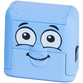 MARKY C166666 – Juego de sellos en azul claro, con tinta negra para etiquetar diversos artículos y ropa, incluye sello intercambiable, pinzas y pegatinas, color azul