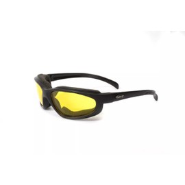 Curv 02-04 Motorcycle Shatterproof Yellow Lenses - Safety Rated - CurvZ No Wind Wrap Around Foam Liner Design - Protection of a Goggle with Convenience of a Sunglass.