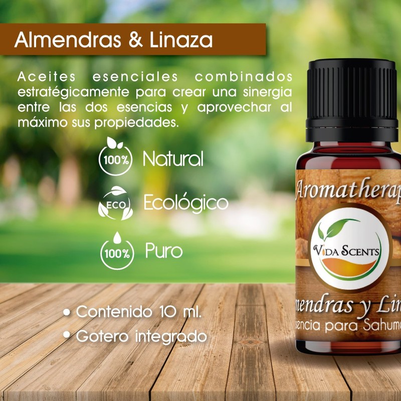 VIDAS SCENTS Aceite Esencial de Almendras con Linaza Aromaterapia 10