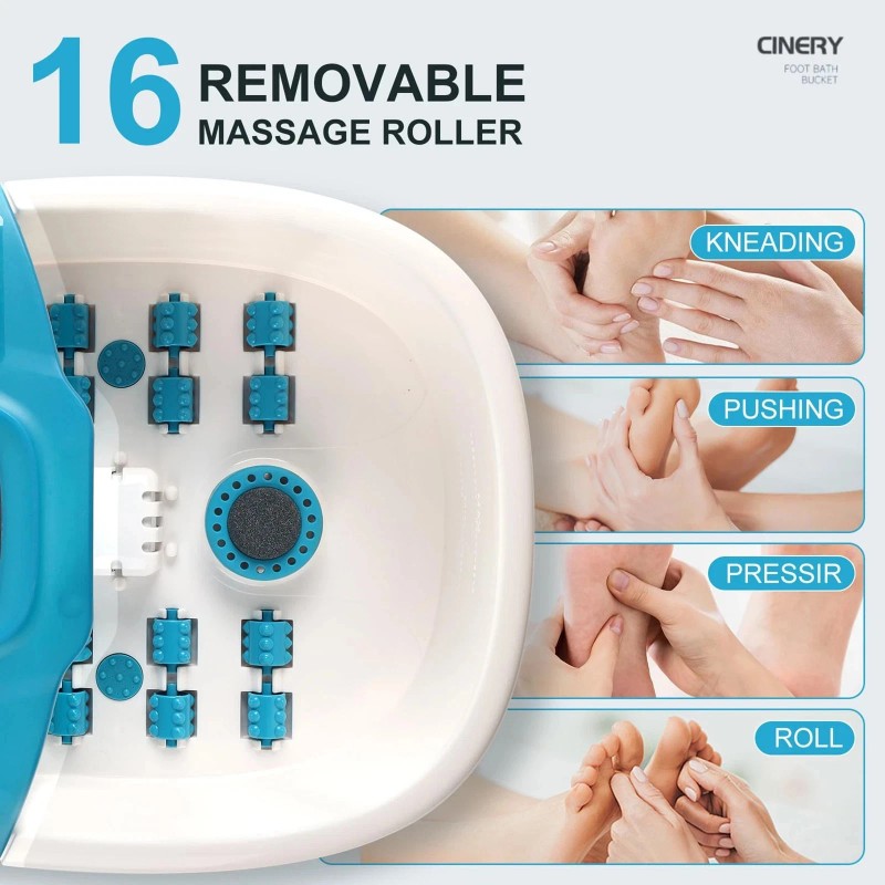 FIAHNG CINERY Foot Spa Bath Massager with Heat Bubbles Vibration