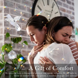 Hummingbird Memorial Gifts for Loss of Loved One, Unique Sympathy Gift Idea Clear Crystal Window Suncatcher, Rainbow Bereavement Grief Gift Box for Loss of Mom Dad Husband Son Daughter