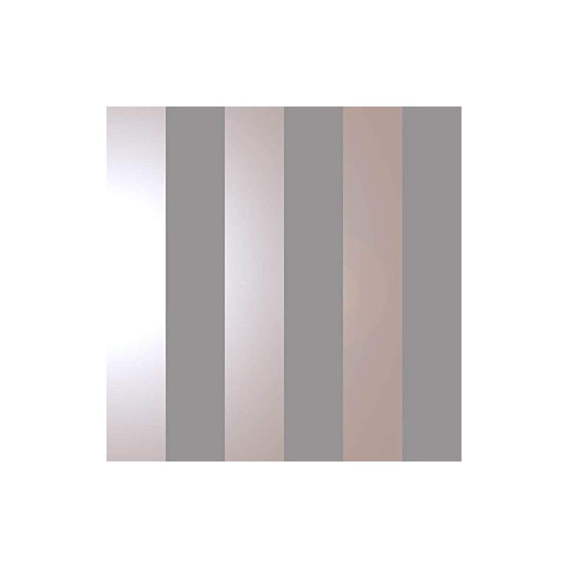 Bold Stripe Grey Rose Gold Metallic Shimmer Wallpaper Feature Holden