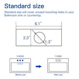BWE 6" Brushed Nickel Faucet Hole Cover, Stainless Steel Rectangular Escutcheon Deck Plate for 1 Hole Bathroom Sink