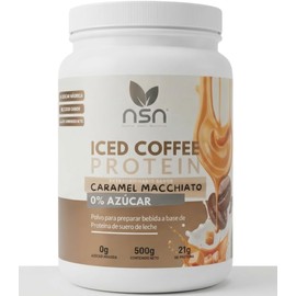 NSN Proteína Sabor Caramel Macchiato Polvo para Preparar Iced Coffee 21g Proteína y 0% Azúcar Suplemento para Dieta Balanceada 24 Porciones