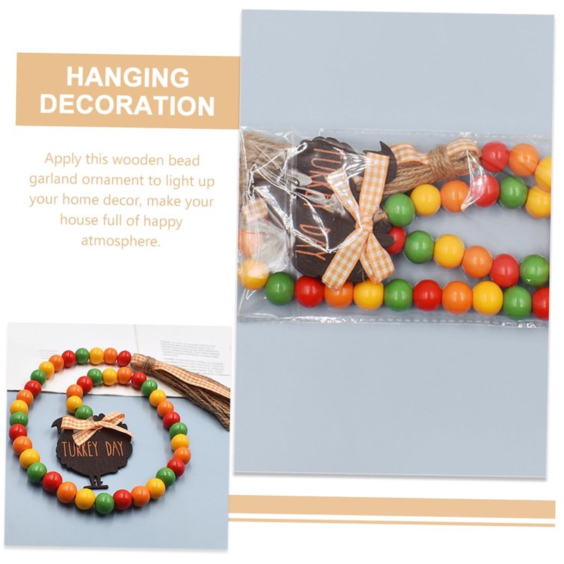 COHEALI Thanksgiving Wood Bead Garland Tassels for Home Decor Rustic