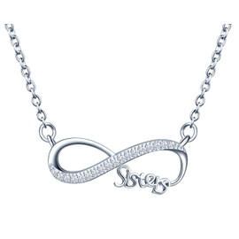 MicLee Women's Love Infinity Sign Necklace Fashion 925 Sterling Silver Cubic Zirconia Pendant Chain with Gift Bag Super Gift for Couples Mother Daughter, Silver Cubic Zirconia, Cubic Zirconia