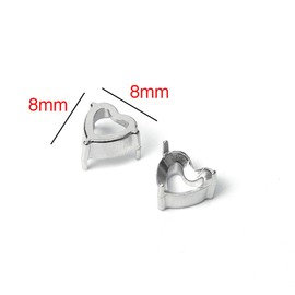 20Pcs Heart Shape Rhinestone Claw Settings Stainless Steel Empty Claw Settings Claw Prong Rhinestone Stud for Pointed Back Rhinestone DIY Jewelry Craft Making, 8mm, Silver