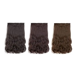 Hair extensions wave wig women's partial wig 3 pieces - WFIJHO3 3 pieces - straight hair - 45CM - brown black / 붙임머리 웨이브 가발 여성 부분가발 3개입-WFIJHO3 3개입-생머리 - 45CM-브라운블랙