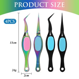 4 Pieces of Tweezers Tools, Curved Tweezers, Stainless Steel Tweezers, Multifunctional Tweezers, Suitable for Beauty, Manicure, Jewelry Making