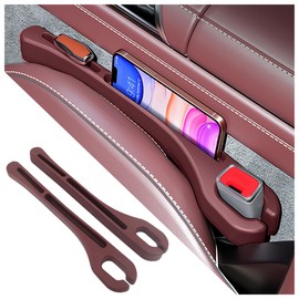 2PCS Car Seat Gap Filler with Phone Holder,[New Upgrade] Multi-Function Car Side Seat Gap Filler for Prevent Items Falling,Universal Car Seat Organizer Car Accessories (Red)