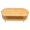 VaeFae Oval Coffee Table, Bamboo Coffee Table for Living Room,