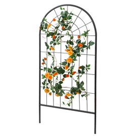 MyGift 4 Foot Arch Garden Trellis, Outdoor Trellis for Climbing Plants and Vines, Black Metal Hanging Support Frame for Fruits and Vegetables