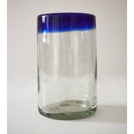 Mexico2Us Blue Water Glass Rim Handblown (Set of 4)