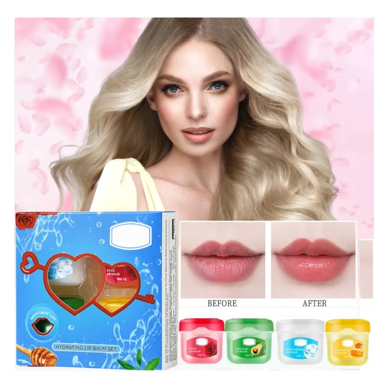 Set De 4 Mascarillas Para Labios, Caja De Regalo, Pintalabio