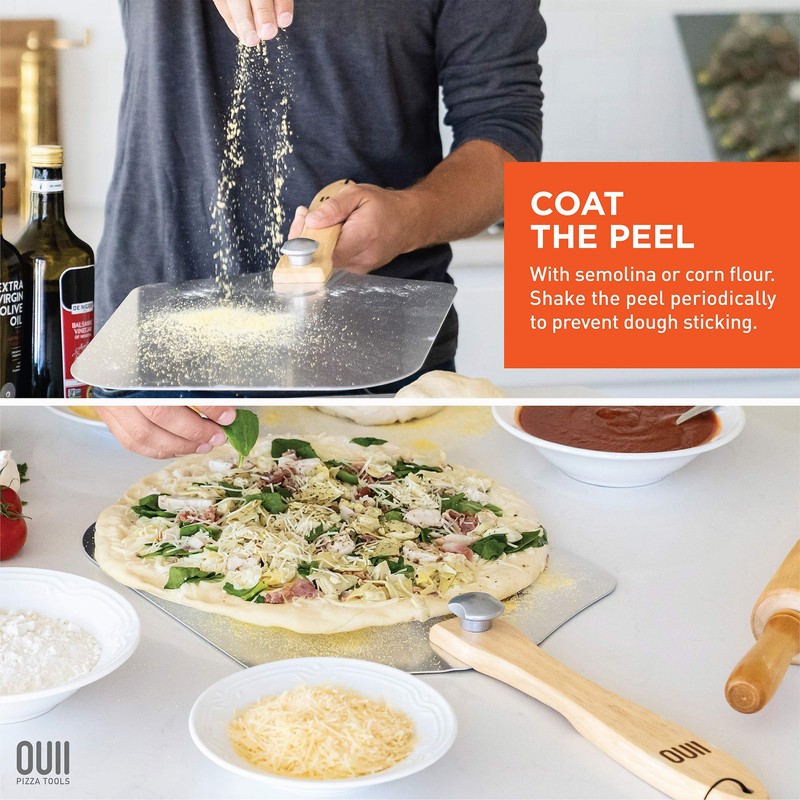 OUII Pizza Peel with Cutter - 12 x 14-inch Metal