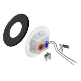 ledscom.de LED stair light, FEX stair light for indoor and outdoor use, round, black, 85 mm diameter, warm white, pack of 8