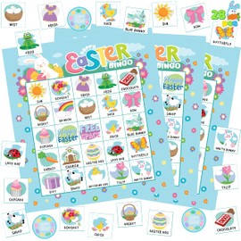 JOYIN 28 Players Easter Bingo Card (5x5) with Blue Color for Kids, Boys, Girls and Adults, Easter Games, School Classroom Activities and Easter Basket Stuffers