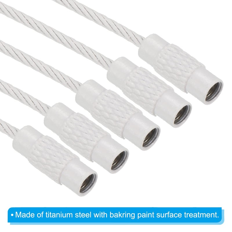 PATIKIL 6 Inch Length Wire Keychain Cable, 5 Pack Titanium