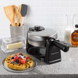 Waffle Iron - 180-Degree Flip Waffle Maker with Nonstick Plates, Removable Drip Pan, and Folding Handle - Kitchen Accessories by Classic Cuisine
