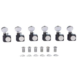 KAISH 21:1 Dual Pin (No Screws) Tuners 2 Pin Tuning Keys Pegs Tuning Machine Heads fits for American Series Strat/Tele Guitars Vintage Oval Button Black with Chrome