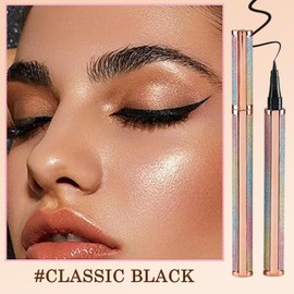 2PCS Black and Brown Felt Tip Liquid Eyeliner Pens, Starry Waterproof Long-Lasting Smudge-Proof Slim Eye Liners for All Eye Shapes, Eye Makeup Tools