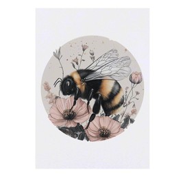 'Bumblebee with Flowers' Temporary Tattoo - Water Resistant, Skin-Safe, Non-Toxic Transfer (TO00077911)