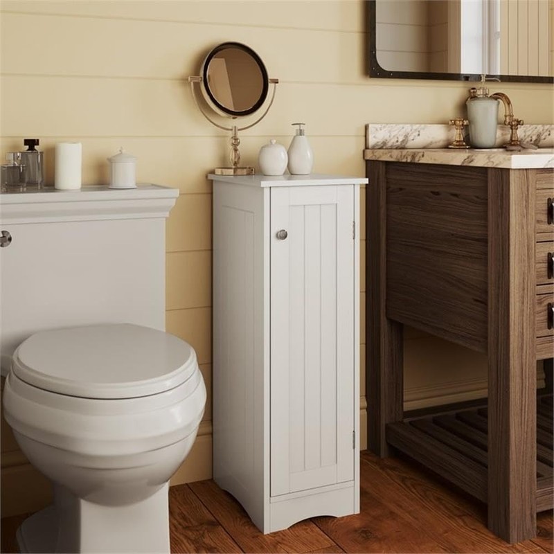 RiverRidge Ashland Slim Linen Cabinet - White - Narrow Cabinet