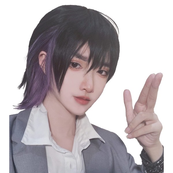 Wig, Men's Wolf, Inner Color, Wig, Short, Men's Clothing, Black,