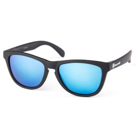 Bexxwell UV400 UV400 Polycarbonate Sunglasses with Microfibre Cleaning Cloth, Pouch and Box, Matte black / blue