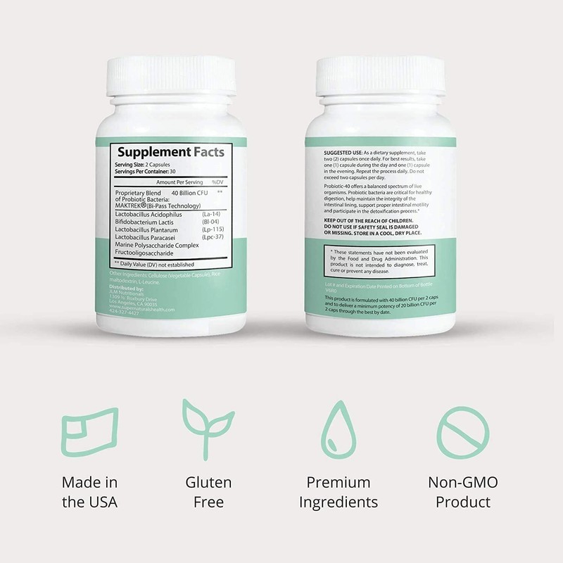 Super Naturals Health Premium Probiotic - 40 Billion CFU -