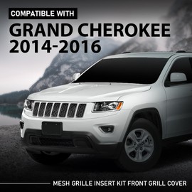 G-PLUS Mesh Grille Insert Kit Front Grill Cover Compatible with Jeep Grand Cherokee 2014-2016, Not Fit Grand Cherokee Limited Models Black 68143074AD