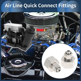 INFINAUTO Push to Connect Air Fittings 1/4" Female Thread Air Line Quick Connector Nickel-plated Copper 1/4"BSPT 2 Pcs Silver Tone