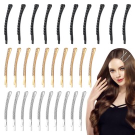 30 PCS Rhinestone Bobby Pins, 3 Colors Metal Crystal Hairpins Bulk for Women, Shiny Hair Barrettes Hairpins for Women and Girls (Multicolor)