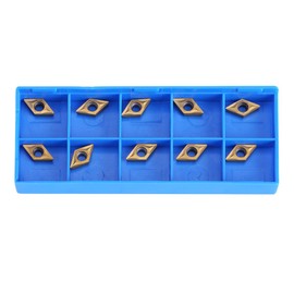 ASHATA CNC Carbide Inserts,10pcs CNC Carbide Tips CNC Blade Inserts Blade Cutter Lathe Turning Tool with Box (DCMT070204 US735 DCMT51.51)