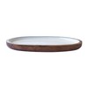 Creative Co-Op Oval Enameled Mango Wood Tray, White and Natural