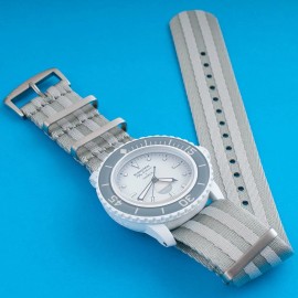 StrapHabit Seat Belt Pass Through Military Style Watch Straps - 20mm, Gray/Silver