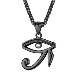 Suplight Ankh Cross Pendant Necklace for Men and Women, 18 K Gold Plated/Stainless Steel/Black Horus Eye/Anubis Anubis Anulet Chain Fashion Jewellery Accessory with Gift Box, Stainless Steel, No