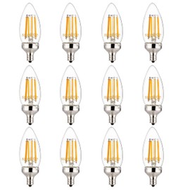 Sunlite 40277 LED Edison B11 Torpedo Tip Chandelier Light Bulb, 7.5 Watts (60W Equivalent), 810 Lumens, Candelabra E12 Base, Dimmable, ETL Listed, Title 20 Compliant, 90 CRI, 4000K Cool White, 12 Pack