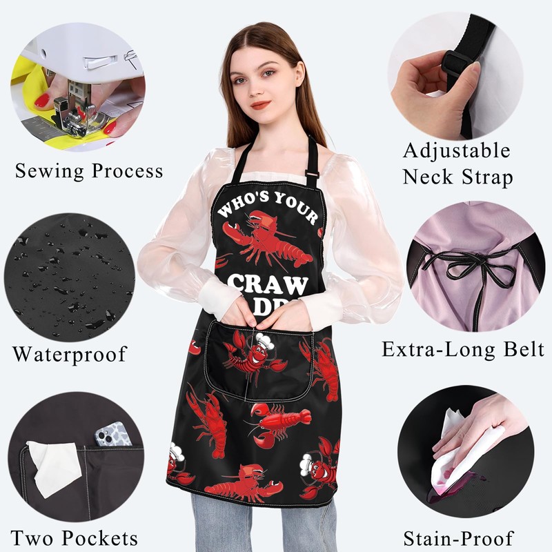 BDPWSS Crawfish Apron With Pockets Crawfish Lover Gift Crawfish Boil
