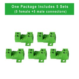 GINTOOYUN 5 Sets 2-Pole 5.08 mm Terminal, 2EDGRK Phoenix Connector 2 Pin with Screw Lock Plate Fixed, PCB Pluggable Screw Terminal Block Connectors, 5.08mm Pitch Male Female Plug (Green-2P)