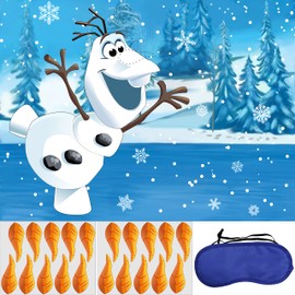 Hrency Pin The Nose on The Snowman Game for Kids Christmas Party Game for Kids Snowman Pin Game with 24Pcs Nose Stickers Birthday Party Supplies Activities