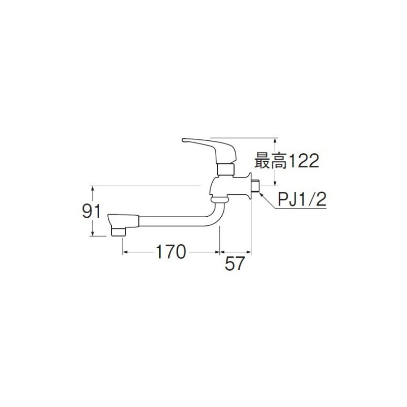 SANEI JA1071-13 Single Flexible Faucet, Lever Handle, Top and Bottom