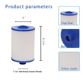 Zkaybb Replaces 6CH-940 Spa Filter,Unicel 6CH-940,Filbur 817-0050,FC-0359,PWW50P3(NOT PWW50P4),25252, 03FIL1400,(1 1/2" Coarse Thread),Waterway Front Access Skimmer,SAE Thread Filter 2-Pack